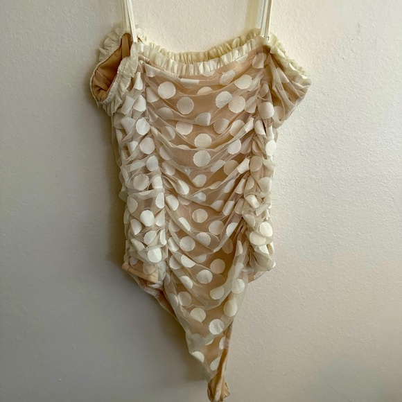 REVOLVE Tops - Revolve Lace Polkadot Bodysuit M